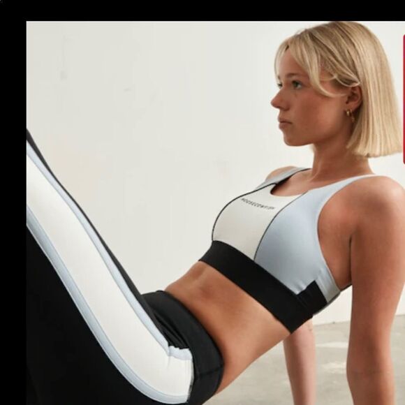 Moosecowfish Elk leggings black with light blue and white L NWT - Picture 5 of 5